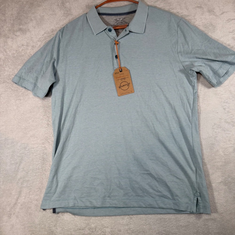 Weatherproof Vintage Mens Polo Shirt Adriatic Blue Micro Stripe S2631828ST M